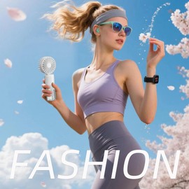 AIRPROSSING Portable Handheld Misting Fan，Rechargeable Battery Operated，Water Fan，Mist Fans，Foldable，4 Speeds，Mini Personal Cooling Fans for Outdoor,Travel, Makeup, Home, Office, Camping (White)