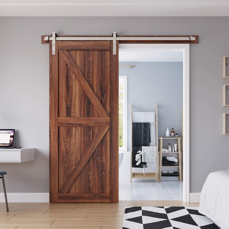 EaseLife 6.6 FT Brushed Nickel Sliding Barn Door Hardware Track