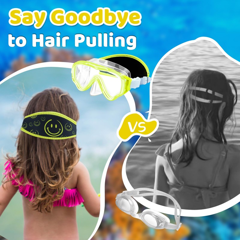 Vvinca Kids Swim Goggles with Nose Cover, Fabric Strap Swimming