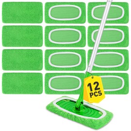 12Pcs Reusable Microfiber Mop Pads Compatible with Sweeper Mops,Dry Sweeping Cloths & Wet Mopping Pads Refills,Washable Mop Pads for Floor Cleaning