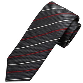 Michi Kolondon MKJ-037 Wrinkle-Resistant Bonding Processing Fabric Lined Volume, Made in Japan Necktie Brand KOSHINO Striped Pattern, 100% Silk, Unisex, gray