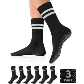 DIBAOLONG Pilates Socks with Grips for Women Non Slip Yoga socks for Barre Ballet Workout Grippy Hospital Socks 3 Pair