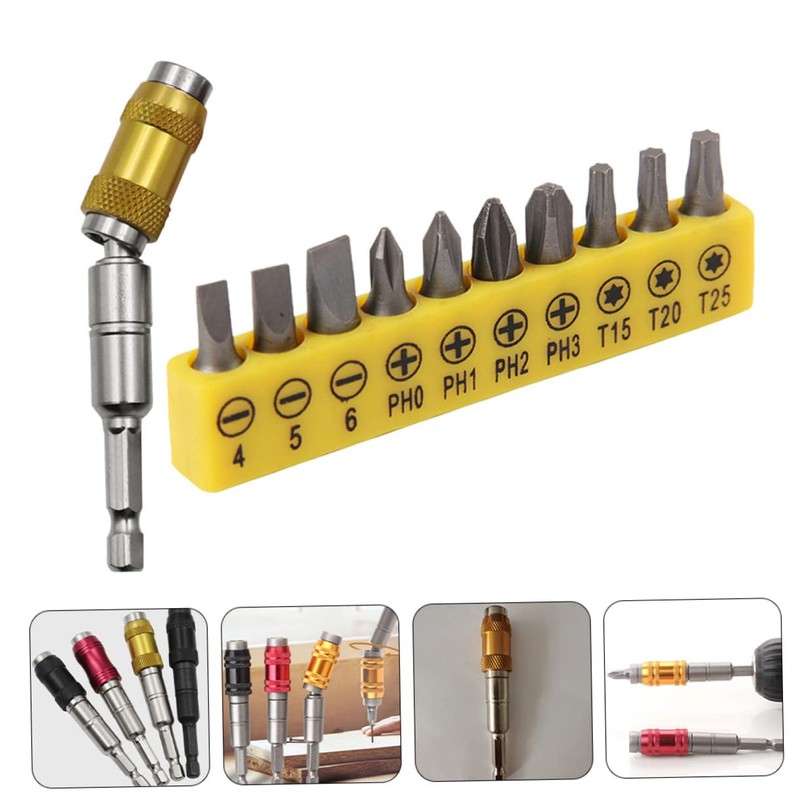 KONTONTY Magnetic Pivot Bit Holder Driver Flexible Screwdriver Extension 10pc