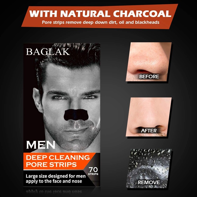 BAGLAK Men Blackhead Pore Strips - 70 Strips - Deep