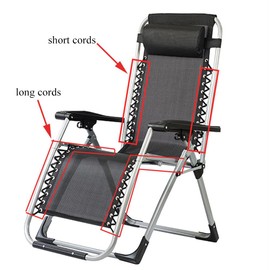 VASANA 4Pcs Black Zero Gravity Chair Replacement Cord Universal Elastic Repair Cord Ties Kit Gravity Recliner Repair Tool for Sun Loungers Folding Chairs Bungee Chairs