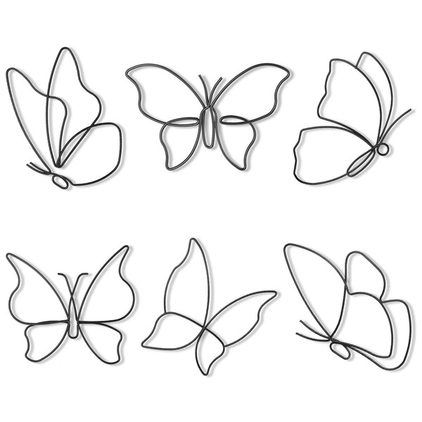 Hotop 6 Pieces Metal Butterfly Wall Hanging Décor, Decorations Decals Art for Indoor Outdoor Wedding Birthday Party, 6 Styles
