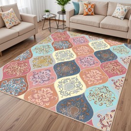 Alishomtll Living Room Area Rugs 60x110cm Anti-Slip Soft Faux Wool Boho Vintage Rugs for Bedroom Washable Large Easy Clean Carpets Durable Floor Carpets Runner for Kids Room Hotel Home