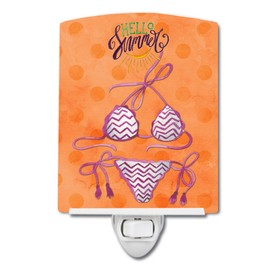Caroline's Treasures BB8203CNL Bikini Swimsuit Orange Polkadot Ceramic Night Light, Orange Compact, UL-Certified, Ideal for Bedroom, Bathroom, Nursery, Hallway, Kitchen, 6x4x3, Multicolor