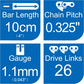 Opuladuo 2 x 10 cm Saw Chain Compatible with Makita DUC101Z DUC101, 4 Inch Chainsaw Chain Compatible with Makita UC100DZ UC100D - 1910V6-4