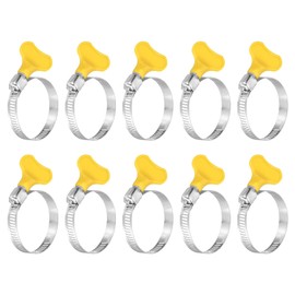 uxcell 15Pcs Stainless Steel Hose Clamps, 32-44mm (1-1/4" to 1-3/4"), Yellow, Worm Gear, Adjustable Thumb Screw Key Type, Fuel Line Clamps, 8mm Bandwidth, Plumbing