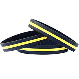 SayitBands 10 Thin YELLOW Goldtone Line Silicone Wristband Bracelets Awareness Support