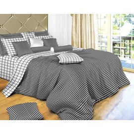 Dolce Mela DM497T 4-Piece Bedding Dorm Room Duvet Cover Set, Twin X-Large, Check, Black and White