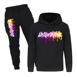 Jicahond Boys Girls Youtube Gamer Soft Costume Hoodie and Joggers 2pcs Clothing Sets (BlackA,7-8Y,7 Years,8 Years)