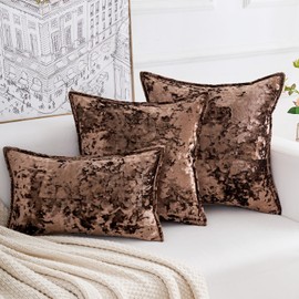 Yonous Premium Series, Crushed Velvet Cushion Covers, Luxury Thick Throw Pillow for Home Decor, Dark Brown, 20x20 Inch / 50 x 50 cm