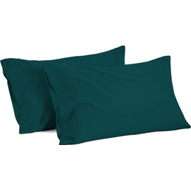 2Pcs Pillowcase 800 Thread Count 100% Egyptian Cotton Pillows for Sleeping, Soft & Silky Sateen Weave Bed Pillow Cover Long-Staple Standard Pillowcase Set of 2 Size (20"x40") - Teal Solid