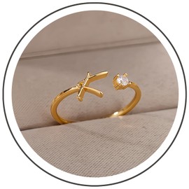 Jeonnfp Initial Rings for Women Girls Non Tarnish Dainty Gold Rings Adjustable Letter Rings for Women Teen Girls,Stackable Ring with Zircon﻿ for Women Open Alphabet Rings for Birthday Gifts Jewelry