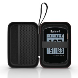 AGOZ Hard Carrying Case for Bushnell Phantom 2 Rangefinder Golf GPS, Protective Cover with Wrist Strap, Anti-Shock, Water Resistant Pouch for Golf GPS, Interior Mesh Half Pocket for Cable (Black)