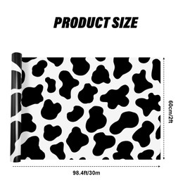 Tenceur Bulletin Board Paper 24 Inch x 100ft Gift Wrapping Roll Fade Resistant Decorative Paper Roll (Cow Pattern)