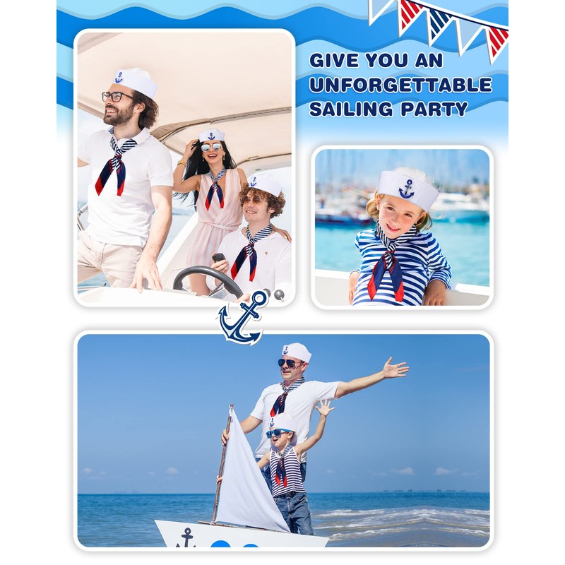 Geyoga Sailor Hat and Scarf Set for Women Men Sailor