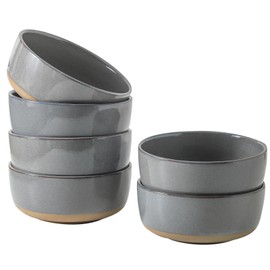 Hasense 30 OZ Porcelain Soup Bowls, 6" Cereal Bowls - Dark Gray Ceramic Bowls Set of 6 for Soup, Cereal, Oatmeal, Fruit, Rice - Dishwasher & Microwave Safe