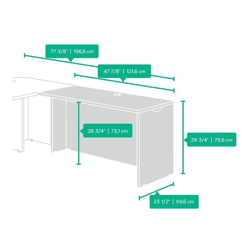 Sauder Via Collection Desk Return, Classic Cherry finish