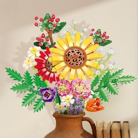 GaoDeBuChou Flowers Bouquet Building Set,Flower Botanical Toys Gifts for Boys Girls Age 8 9 10 11 12 13 14+ Teens Adults,Compatible with Major Brands(976PCS No Vase)