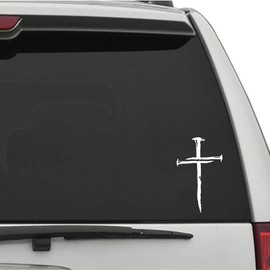 XTRAYXRAY Cross of Nails NOK Sticker Jesus Christian Car Decal Funny Window Bumper Decal Sticker Suitable for Cars, Trucks White 2Pcs