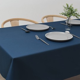 Style Decor W4702710 Tablecloth, 100% Cotton, Fashionable, Rectangle, Nordic, 56.9 x 70.9 inches (142 x 180 cm), Standard, Solid, Navy, Blue