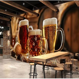 Danhuang Beer Party Summer Wall Murals, 3D Celebrate Bar Manor Vintage Removable Wall Murals, Large Photo Peel and Stick Modern Wallpaper for Living Room Bedroom Office 59" W x 39" H