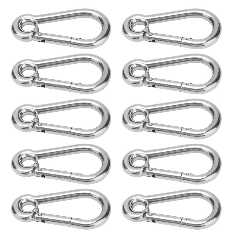 10Pcs Snap Hook Stainless Steel Safety Rope Spring Carabiner Hanging