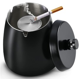 Navani Smell-Proof Ashtray with Lid for Inside & Outdoors | Stylish Outdoor Ash Trays | Windproof Design | Odor-Free Ashtrays for Patio, Garden, and Home