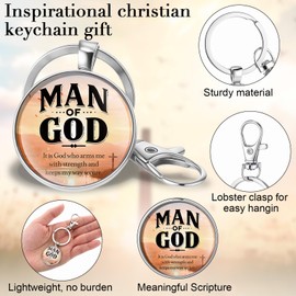Aurelema 15 Sets Fathers Day Keychain Gifts for Church Man of God Christian Bible Verse Keychain for Men Dad Pastor