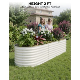 Hipicute 8x2x2ft Raised Garden Bed,Galvanized Raised Planter Boxes Outdoor with Easy Assembly, Large Garden Bed for Vegetables, Fruits, Flower,Raised Garden Bed,Beige