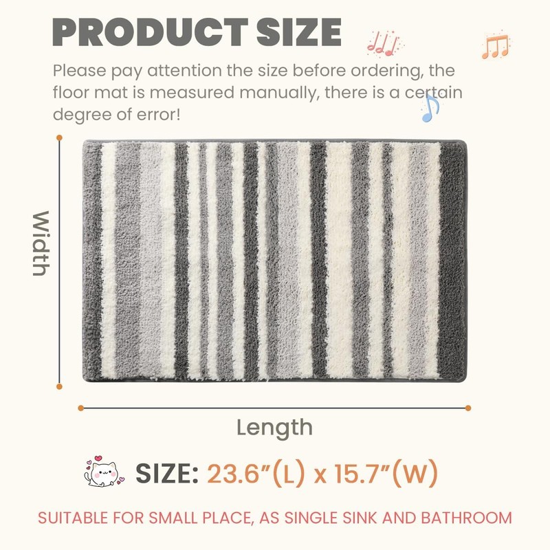 Scandinavian Bath Mat Non Slip Super Absorbent Bathroom Soft Microfiber