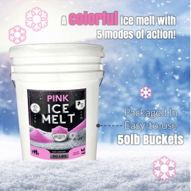Home and Country USA Pink Ice Melt Effective to -25°F, Eco-Friendly De-Icer, Optimal Granule Size for Quick Melting, Ideal for Driveways, Walkways, and Entryways 50 lb Pail