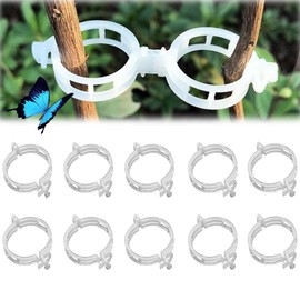 100PCS Secured Plastic Plant Clip, Plant Support Clips Reusable Garden Clips, Plant Clips for Climbing Plants Clear, Plant Fixing Clips Tomato Trellis Clips Vine Plant Support (100, White)