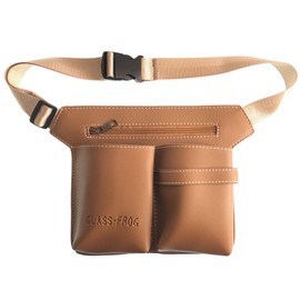 GLASS FROG Scissor Case, Waist Pouch, 5 Inserts, Hairdresser, Trimmer, Gardening (Camel Brown)