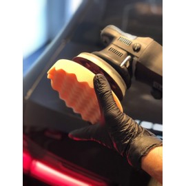 ALCLEAR 5613530AH_2 5613530AH polishing pad against holograms, car polishing sponges, waffled, diameter: 135 x 25 mm, orange, set of 2, polishing pad polishing pad sponge polishing foam for polishing