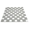 Tenedos Square Checkered Tile Grey & White Porcelain Mosaic Shiny