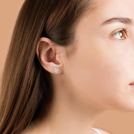 Sterling Silver Snowflake Earrings Necklace Bracelet: Winter Pendant Jewelry With Cubic Zirconia, Christmas Holiday Gifts for Women Snow Lovers (opal snowflake earrings)