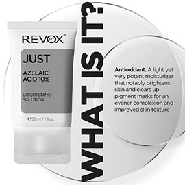 REVOX B77 - Just Azelaic Acid 10%, 30 ml, Crema Iluminadora Facial de Ácido Azelaico, Unifica el Tono y la Textura de la Piel, Reduce el Acné, Ilumina
