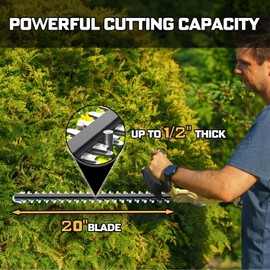 Hedge Trimmer Cordless for 20V MAX Battery (No Battery), 20 inch Electric Bush Shrub Edge Trimmer, Brushless Motor, Powerful & Lightweight, 4.4LBS