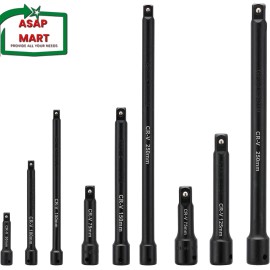 Mayouko 1/4",3/8",1/2" Drive Extension Bar Set, CR-V, 9 Pieces Socket Extension