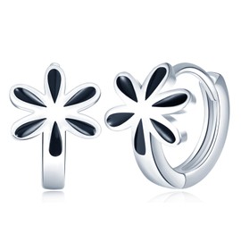 VIKILEE 925 Sterling Silver Women's Snowflake Smokey Hoop Earrings Hypoallergenic Suitable for Girlfriends Sisters Holiday Gift, Silver