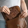 ekavale Ladies Floral Pattern RFID Protection Leather Multi Pocket Tri