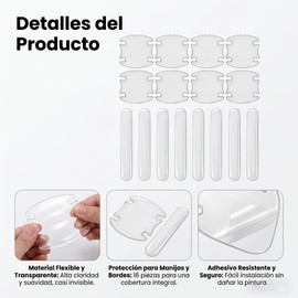 16Pzs Protectores para Manija de Puerta de Coche Protectores de Puertas Automovil Autoadhesivos, Impermeables, Antiarañazos, 3D, Para Automóviles Todoterrenos y Deportivos