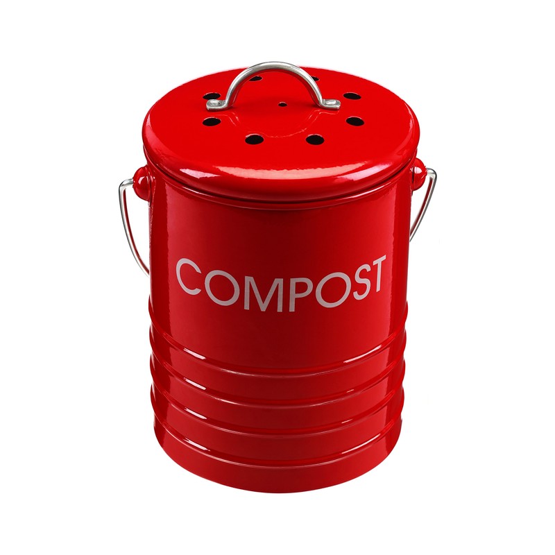 Premier Housewares Compost Bin with Handle, Red