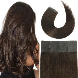 Aison Extensiones Cabello Humano 14in Marrón Oscuro 30gr