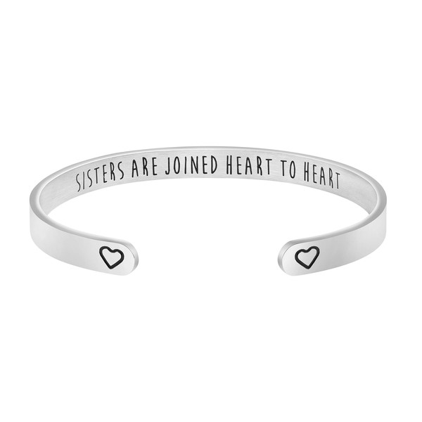Memgift Sister Are Joined Heart to Heart Cuff Bracelets Gifts