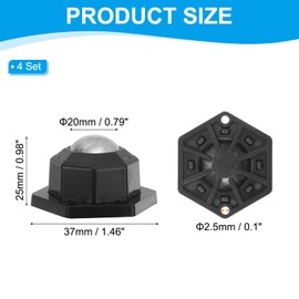 PATIKIL 3/4 Inch Self Adhesive Paste Caster Wheels, 4 Set 360 Degree Low Profile Swivel Universal Wheel with Stainless Steel Ball Bearing for Kitchen Furniture Storage Box Bin, Black